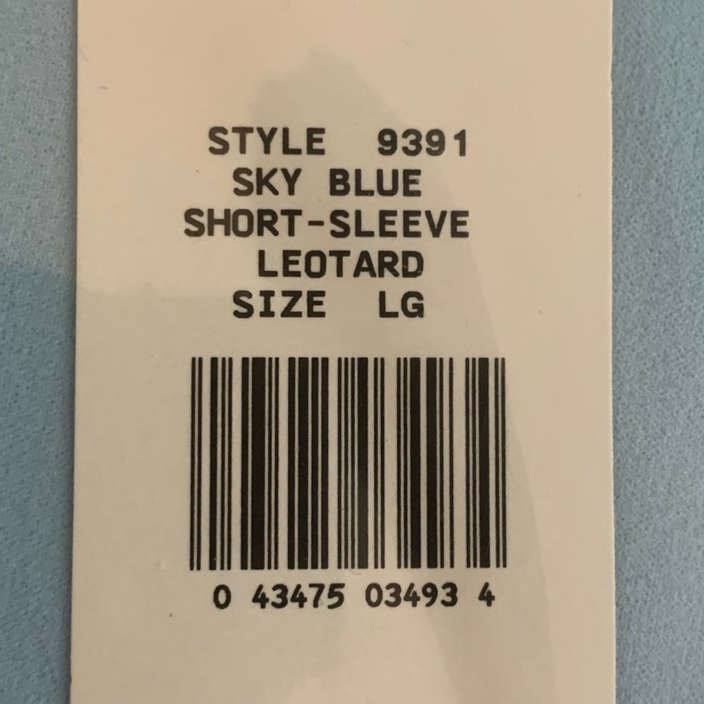 Danskin Childs Leotard Sky Blue Short Sleeve Scoop Neck Small Large Dance - Picture 6 of 11